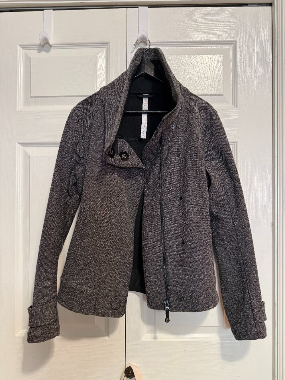Lululemon Audrey Tweed Bomber Jacket - Charcoal Grey / Black Size 8